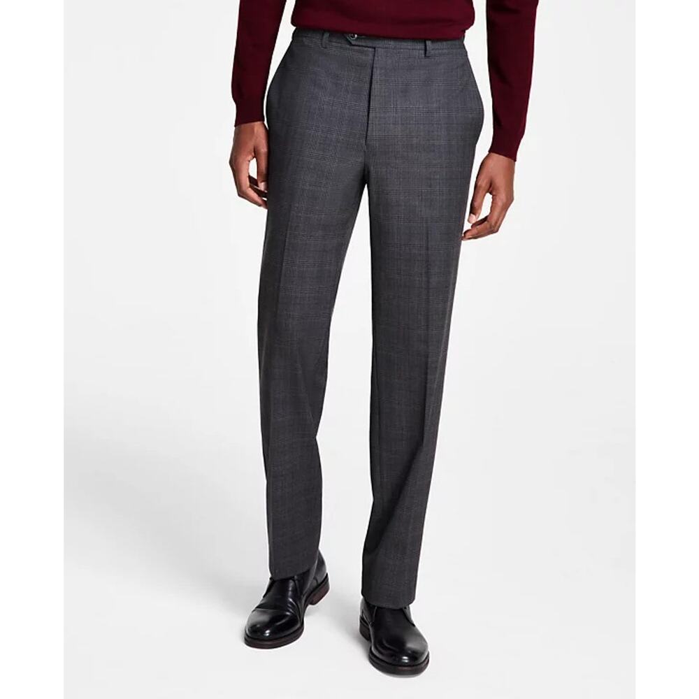 Michael Kors Men's Dark Grey Plaid Marvin Classic Fit Dress Pants Size 40W 30L